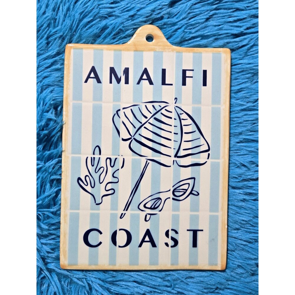 Discontinued Target Amalfi Coast Ceramic Wall Hanging Tile Blue & White Striped